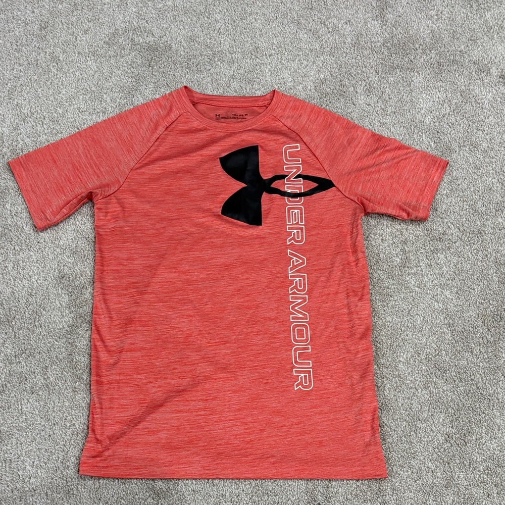 Under Armour Heathered Red Tee with Black Logo